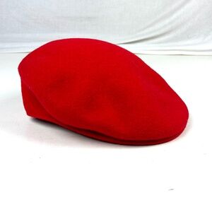 Kangol 100% Virgin Wool Solid Red Made In England Sz Medium Vintage Hat Cap